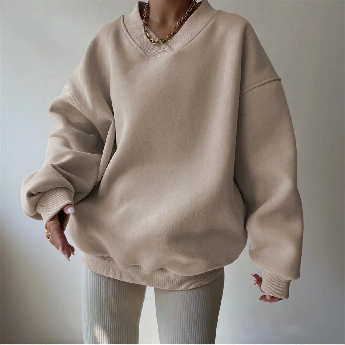 Aliy Oversized V-Neck Sweatshirt