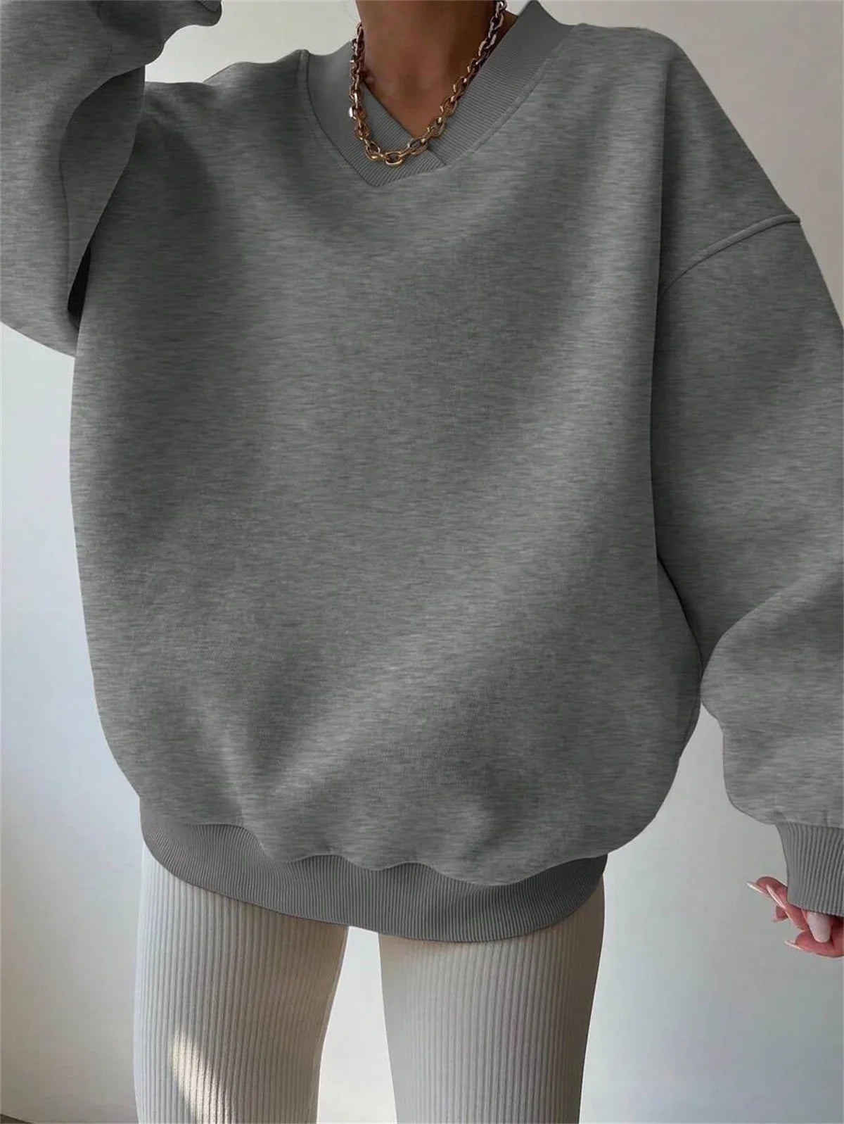 Aliy Oversized V-Neck Sweatshirt
