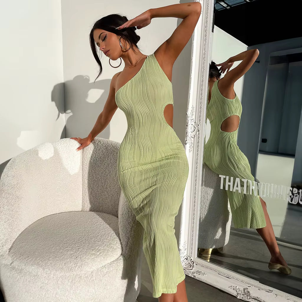 Kristy One-Shoulder Cut-Out Midi Dress