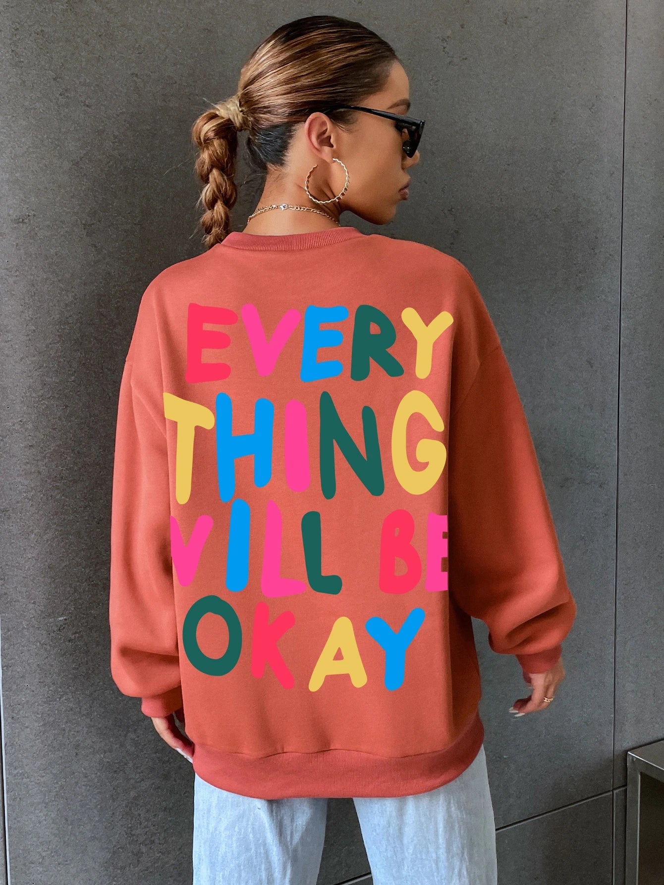 Color Pop Lettering Sweater