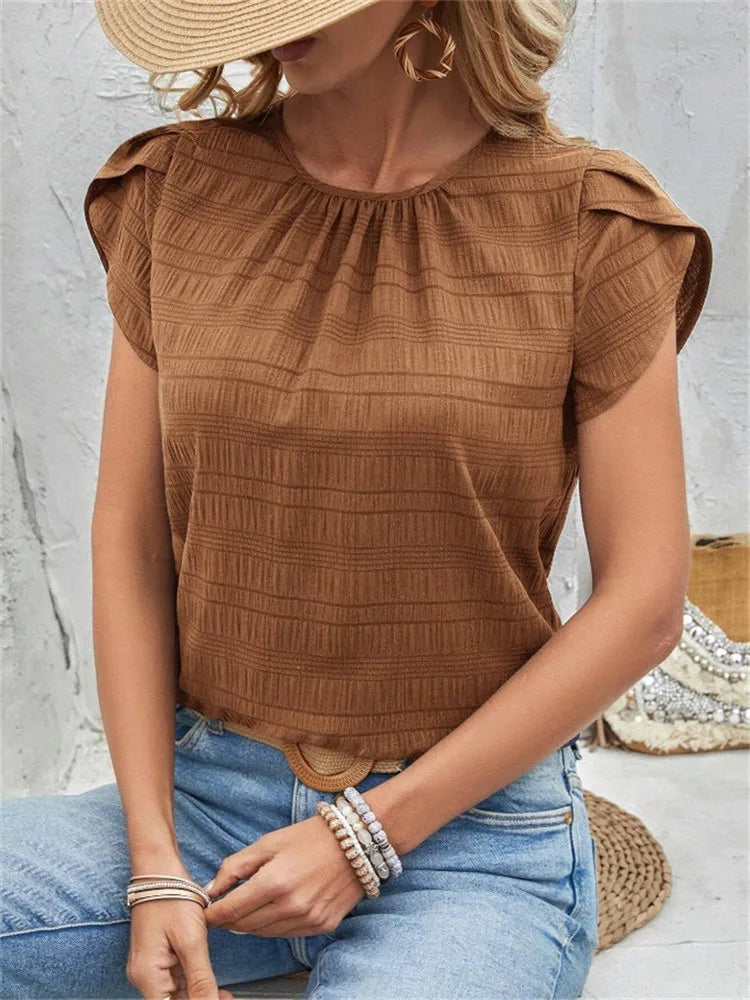 Anela Textured Puff Sleeve Blouse