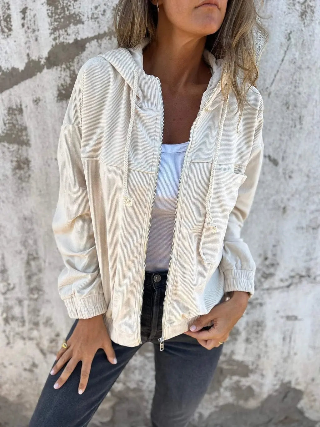 Kitty Corduroy Hoodie Jacket