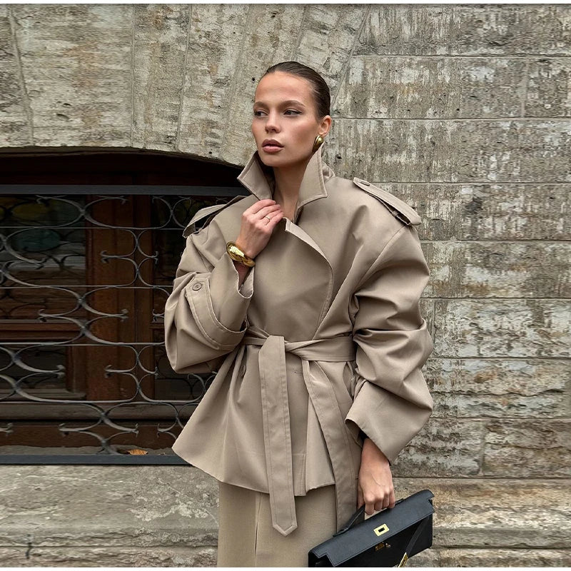 SculptedSilhouette™ Belted Oversize Trench – Luxe Structure Redefined