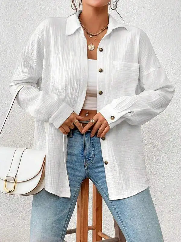 Coco Textured Button-Up Overshirt