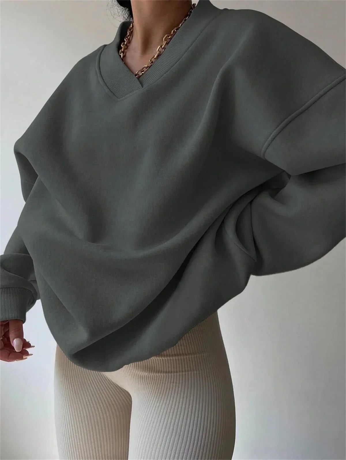 Aliy Oversized V-Neck Sweatshirt