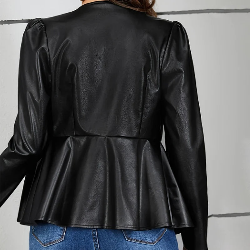 Nola Faux Leather Peplum Jacket