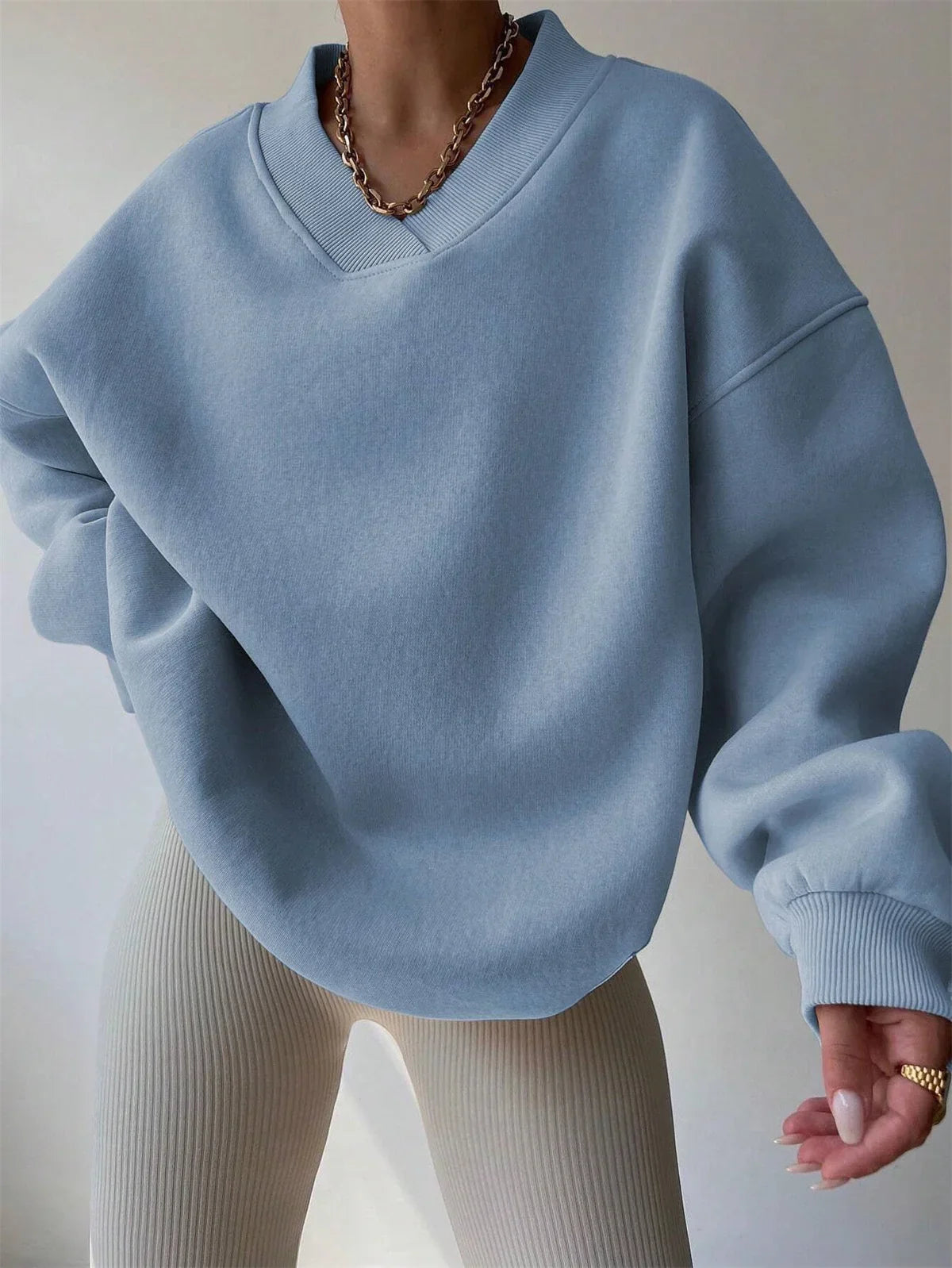 Aliy Oversized V-Neck Sweatshirt