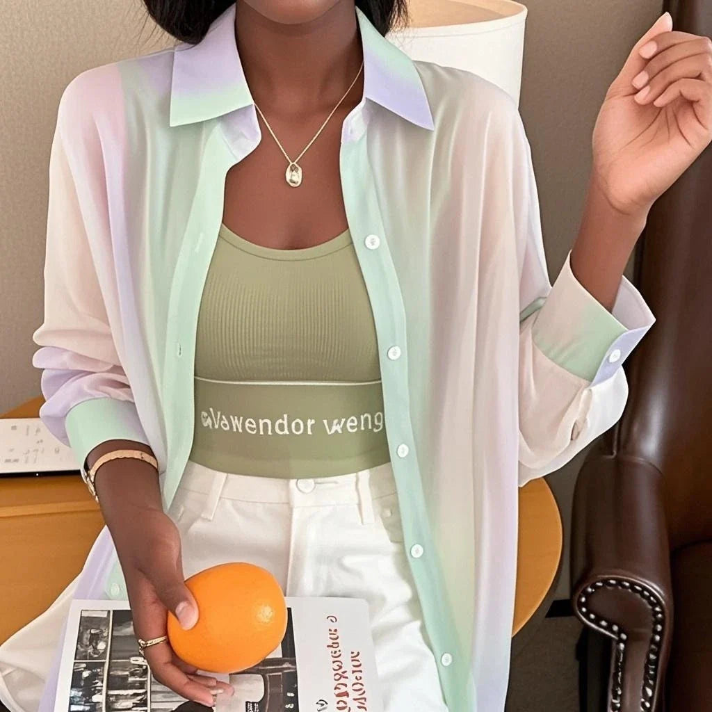 Aurora Pastel Gradient Oversized Shirt