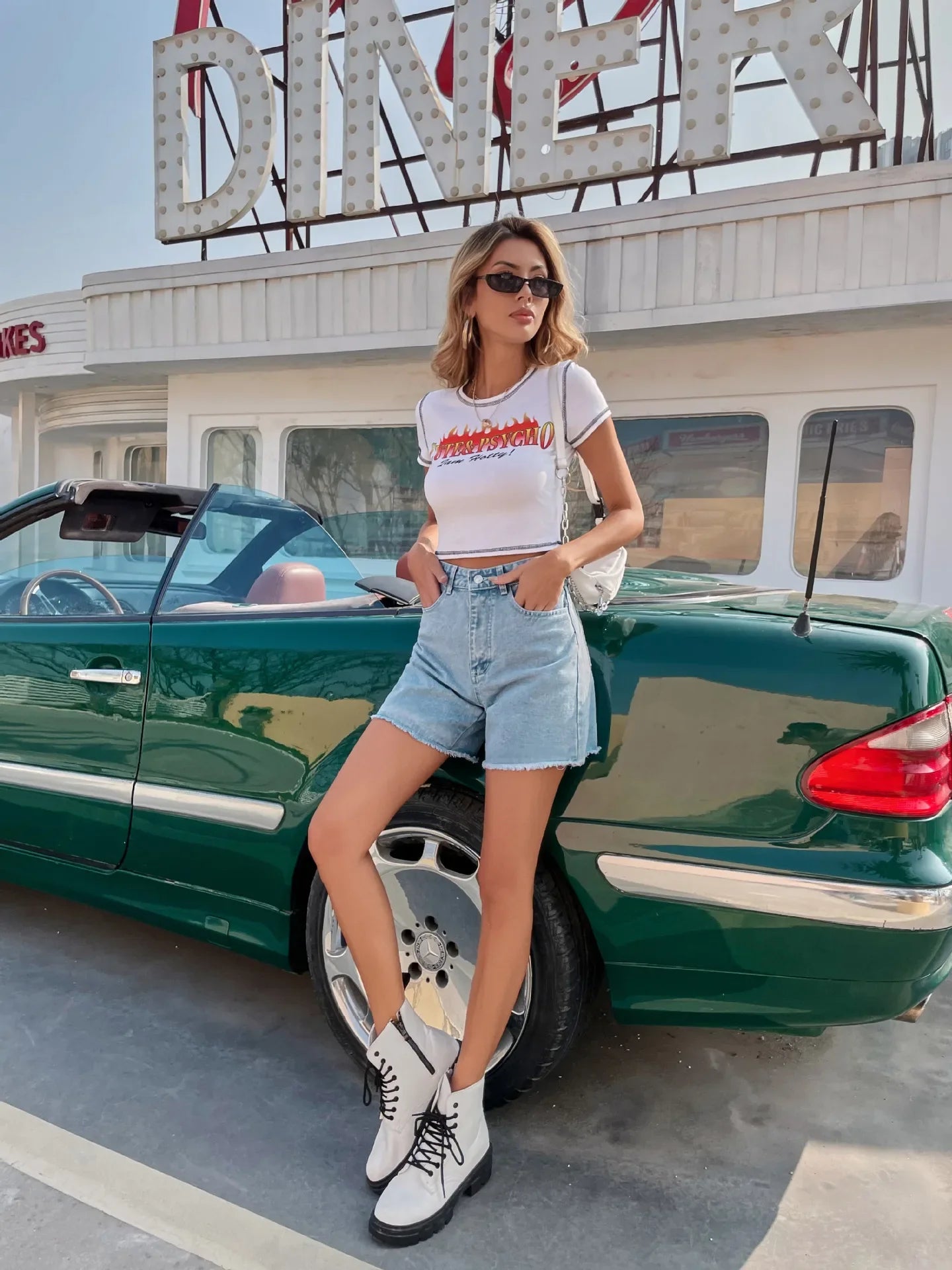 Riley High-Waisted Denim Shorts
