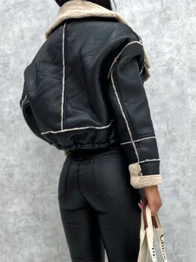 Rita Faux Shearling Lined Aviator Jacket