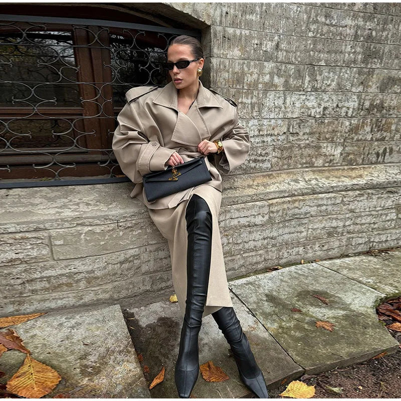 SculptedSilhouette™ Belted Oversize Trench – Luxe Structure Redefined