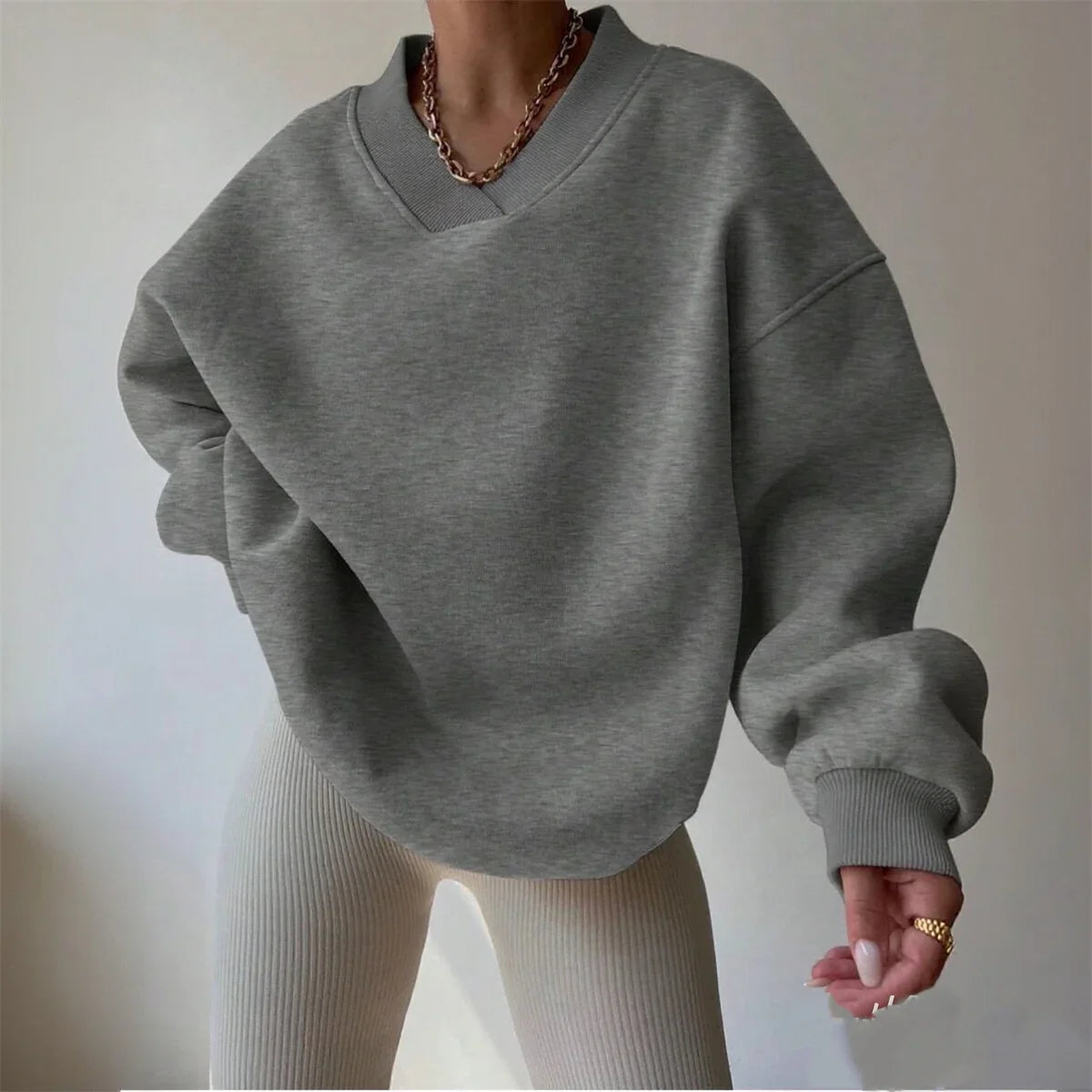 Aliy Oversized V-Neck Sweatshirt