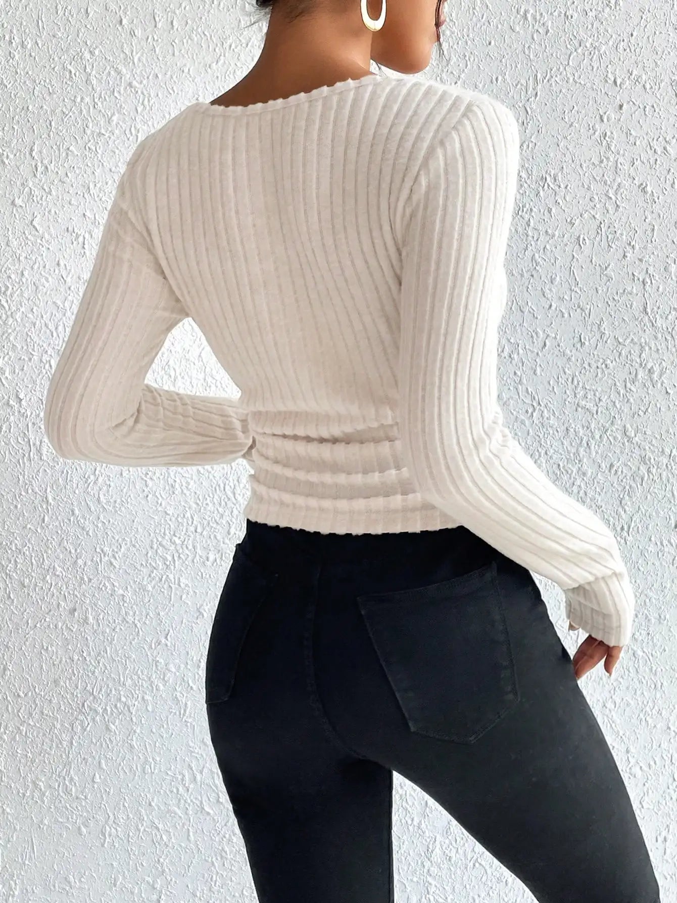 Aloha Ribbed Square-Neck Knit Top