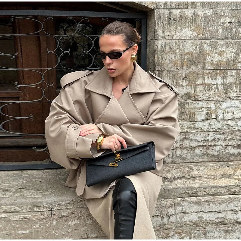 SculptedSilhouette™ Belted Oversize Trench – Luxe Structure Redefined