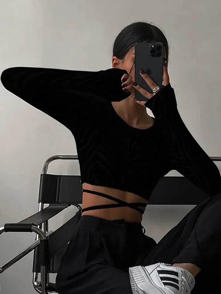 Amira Zebra Stride Backless Wrap Top