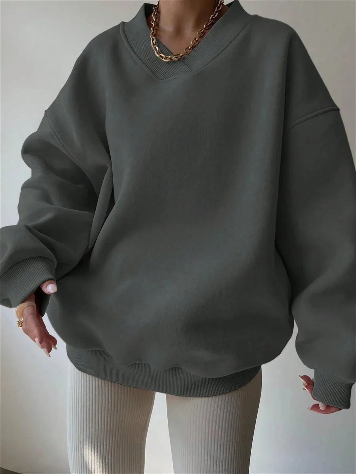 Aliy Oversized V-Neck Sweatshirt