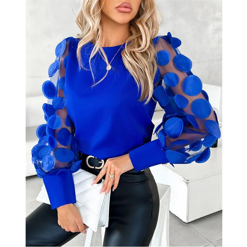 Ivy Statement Sheer Sleeve Top with 3D Appliqué